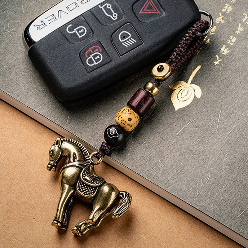 CowLost | product_id-brass-chinese-zodiac-horse-pendant-braided-key-chain-lucky-money-gift |2