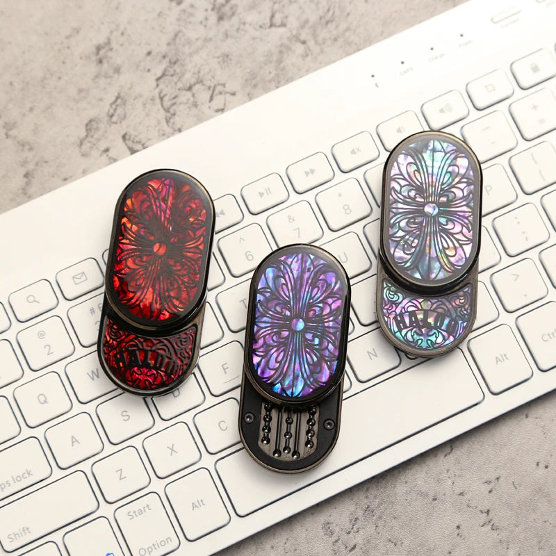 CowLost | edc-mother-of-pearl-inlay-edc-stress-relief-toy-crystal-sealed-metal-fingertip-decompression-toy-fidget-toy-adults-gifts |1