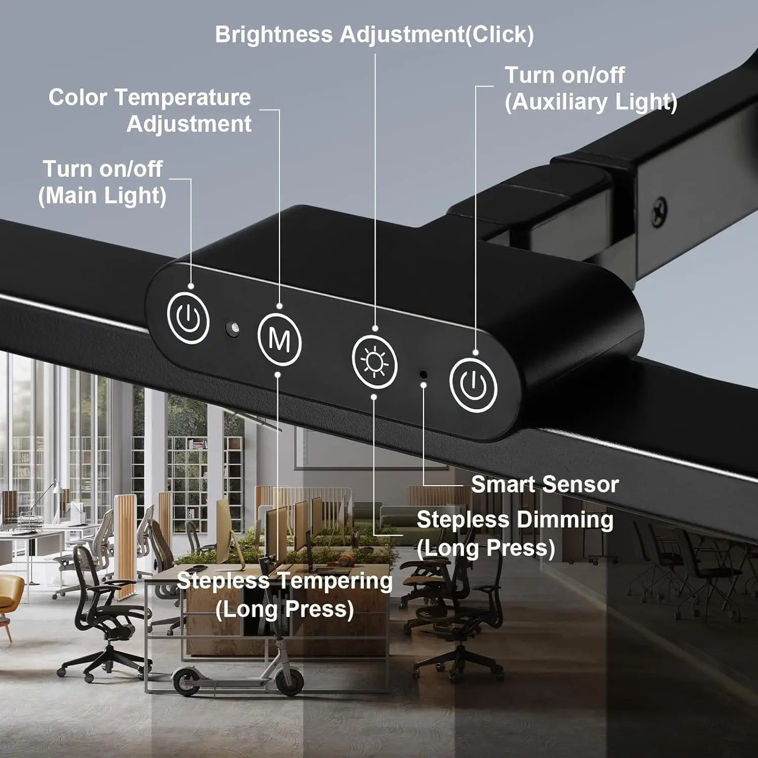 28.2" Large Transformable LED Desk Lamp with Clamp, 24W Auto Dimming Sensor Light for Office
