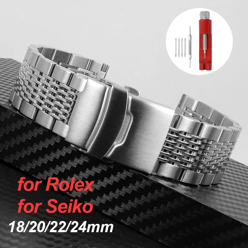 CowLost | product_id-stainless-steel-mesh-watchband-18-24mm-for-seiko-rolex-with-folding-clasp |1
