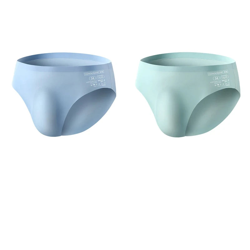 CowLost | 2pcs-men-ice-silk-seamless-briefs-summer-new-ultra-thin-panty-transparent |17