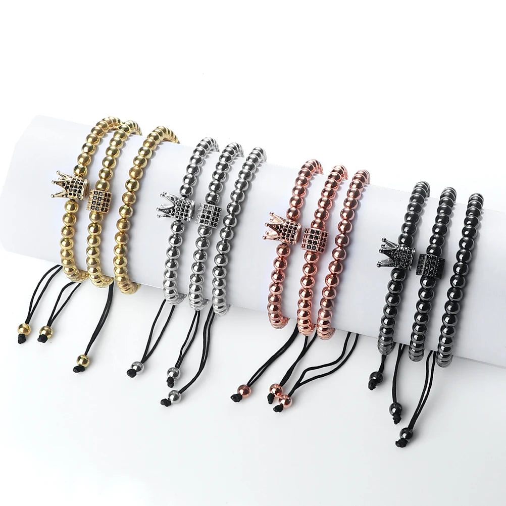CowLost | badge-pass-holders-3pcs-copper-beads-bracelets-set-for-men-and-women |2