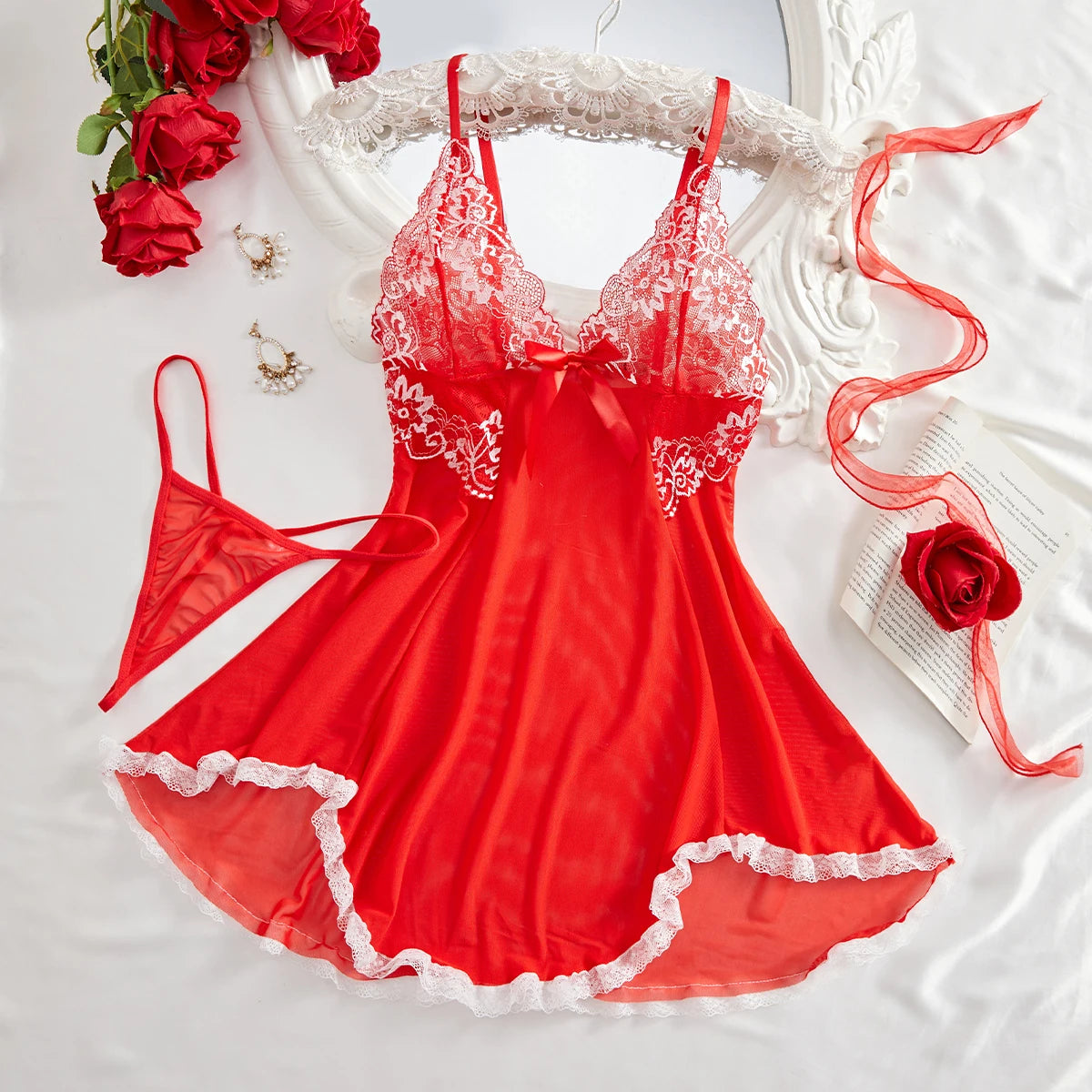 CowLost | pink-lips-sexy-lingerie-kawaii-intimate-dress-women-lace |15