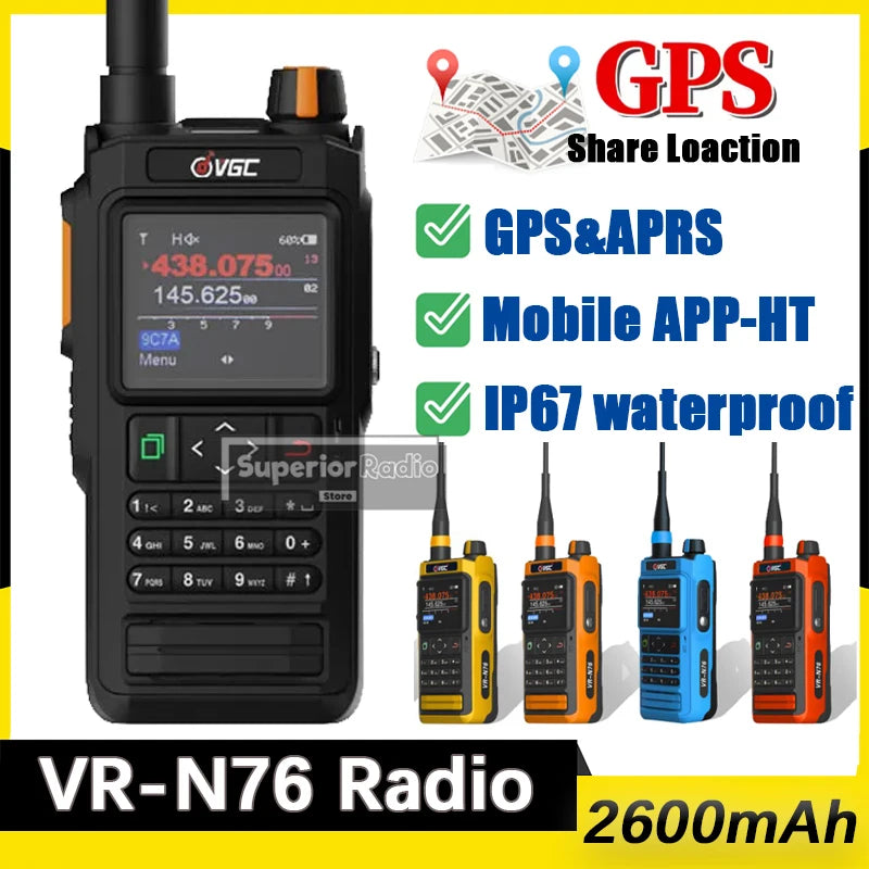 CowLost | intercom-accessories-vr-n76-handheld-walkie-talkie-ip67-waterproof-bluetooth-gps-aprs-type-c-charging-am-fm-radio |1
