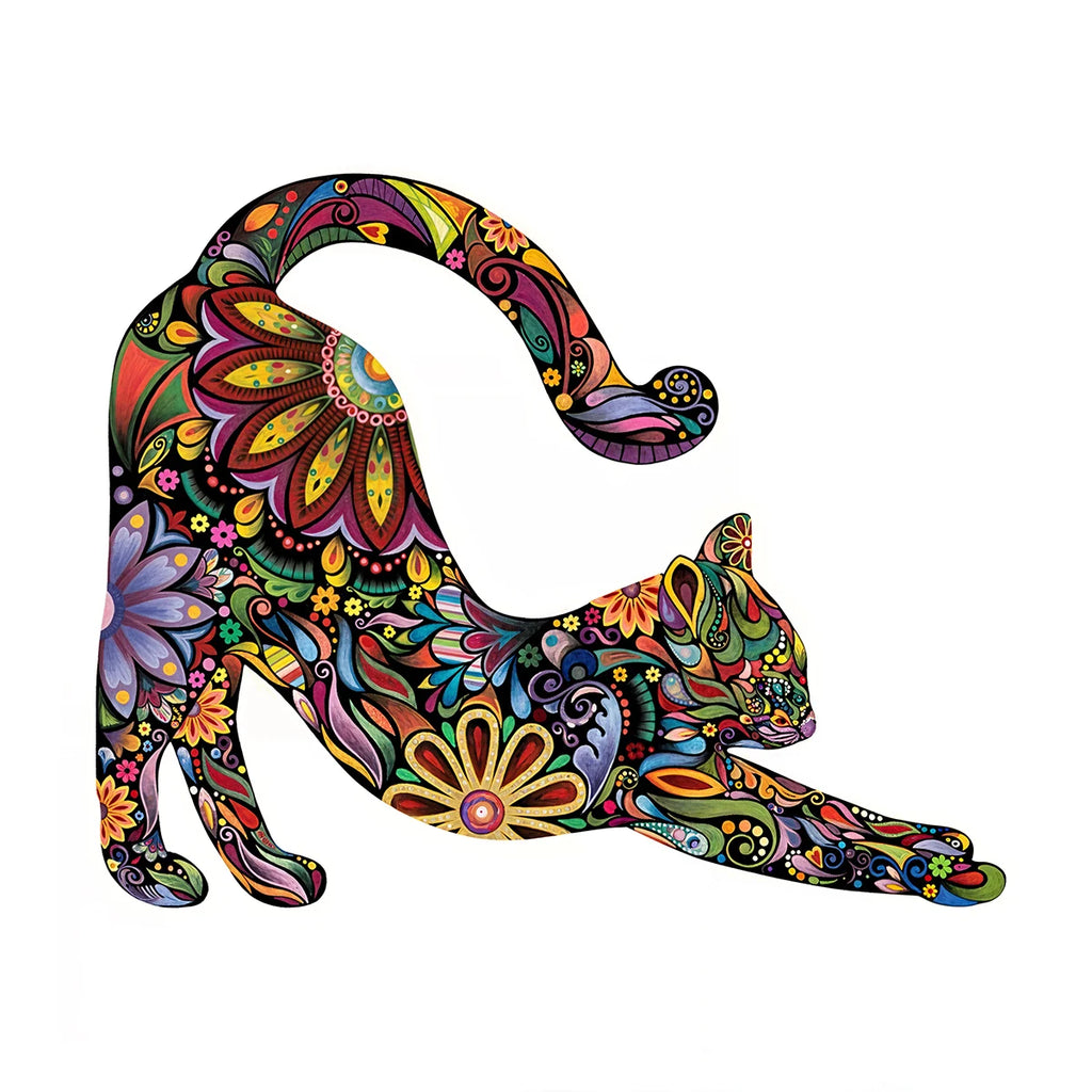 CowLost | unique-wooden-puzzle-flower-cat-patterns-irregular-animal-shape-casual-educational-toy-ideal-halloween-christmas-gift |1