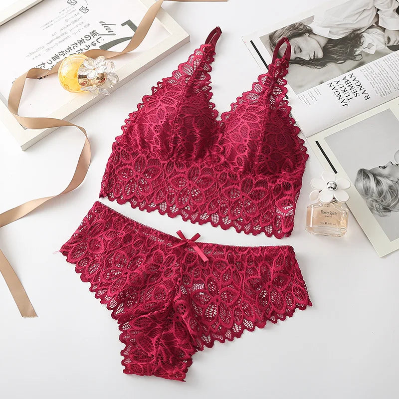 CowLost | product_id-women-s-lace-embroidered-push-up-bra-and-panties-set-solid-color-lingerie |10