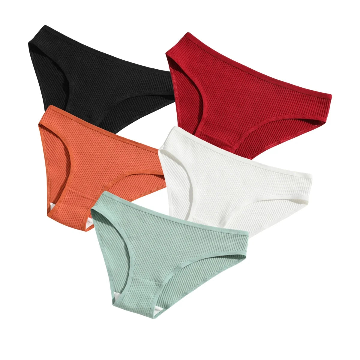 CowLost | product_id-5pcs-women-s-cotton-stretch-solid-color-briefs-soft-comfort-panties-s-xxl |9
