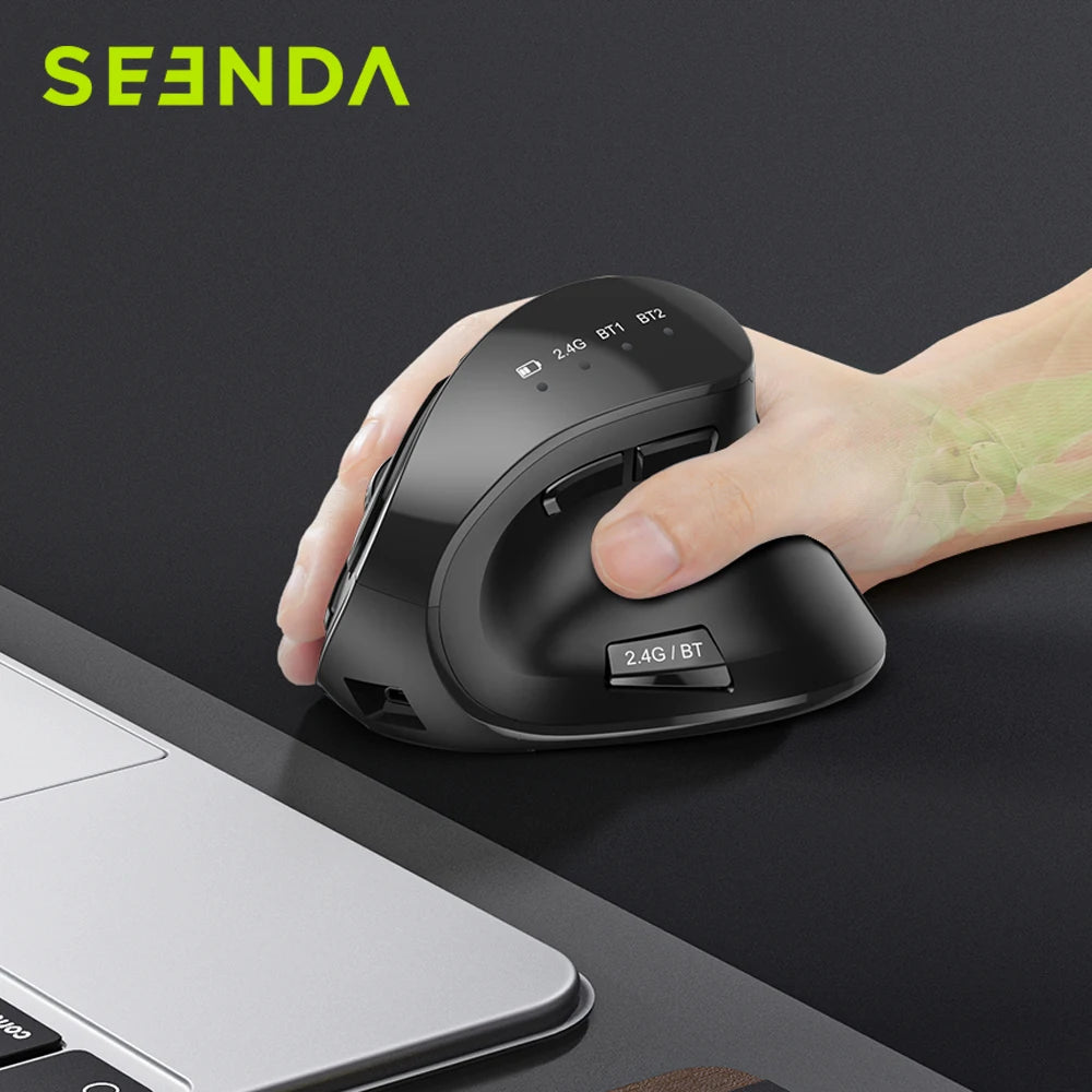 CowLost | product_id-seenda-vertical-ergonomic-wireless-mouse-bluetooth-5-0-2-4g-usb-rechargeable-for-pc-laptop-mac-ipad |1