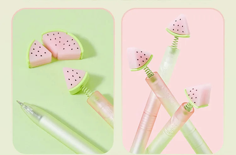 CowLost | product_id-4pcs-lopet-kwaii-cute-twist-gel-pens-color-changing-watermelon-vanilla-cream-quick-dry-black-ink-stationery-gift |17
