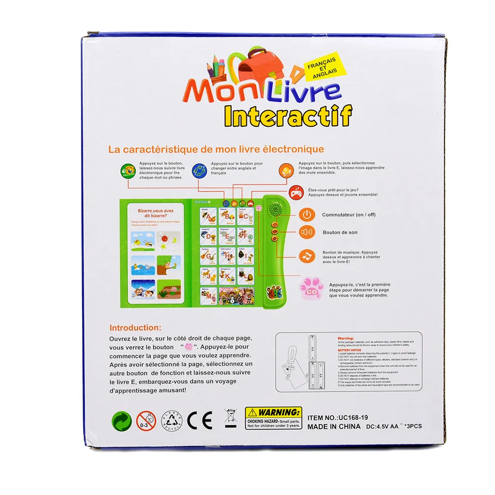 French English Bilingual Interactive Audio Book for Kids Early Learning Educational Toy
