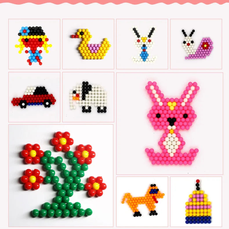300pcs DIY Non-Iron Fuse Beads 3D Puzzle Toy Perler Hama Magic Water Sticky Beads Gift
