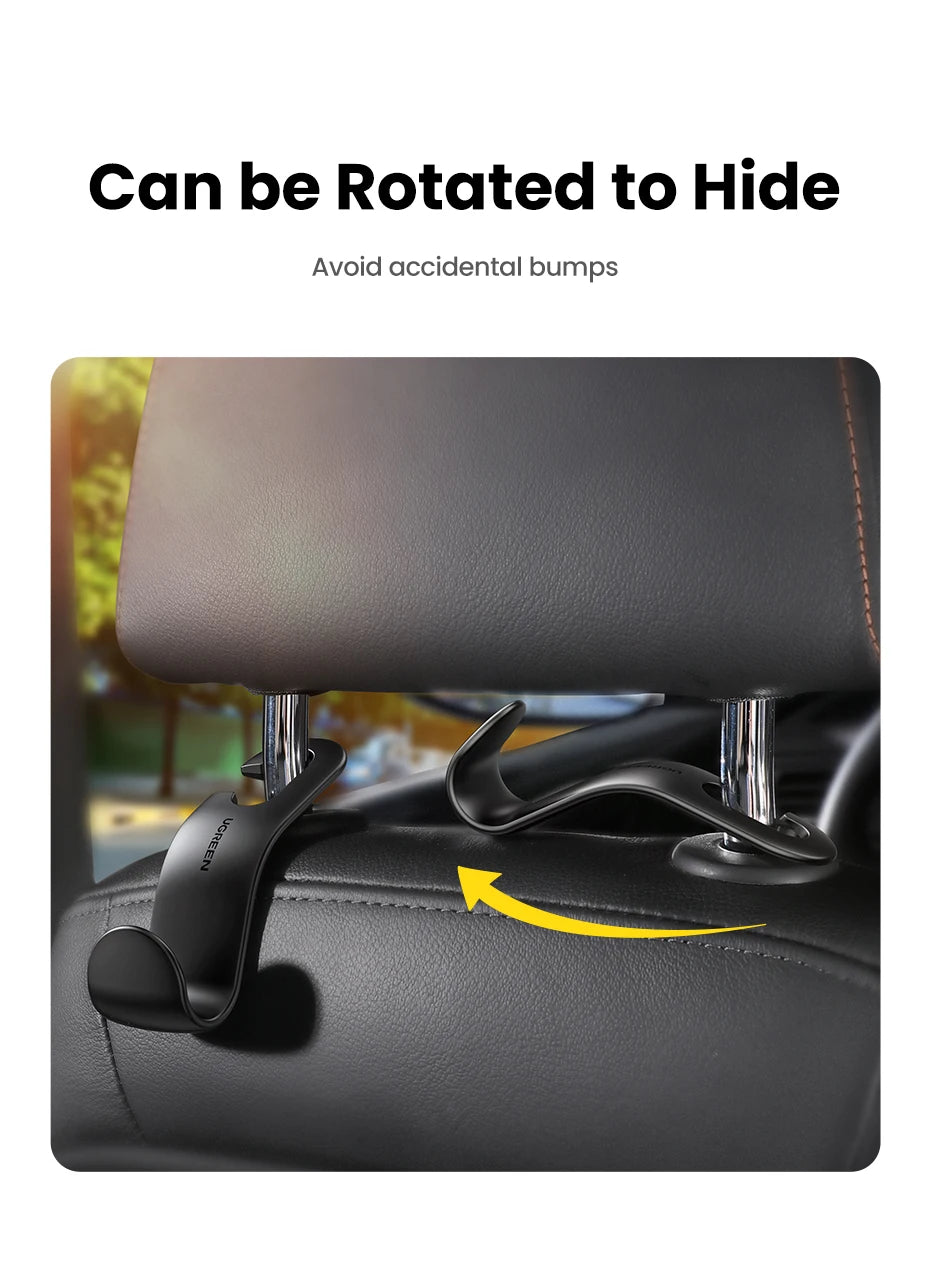CowLost | ugreen-2pcs-car-holder-in-car-adjustable-backseat-headrest-hanger-hooks |10