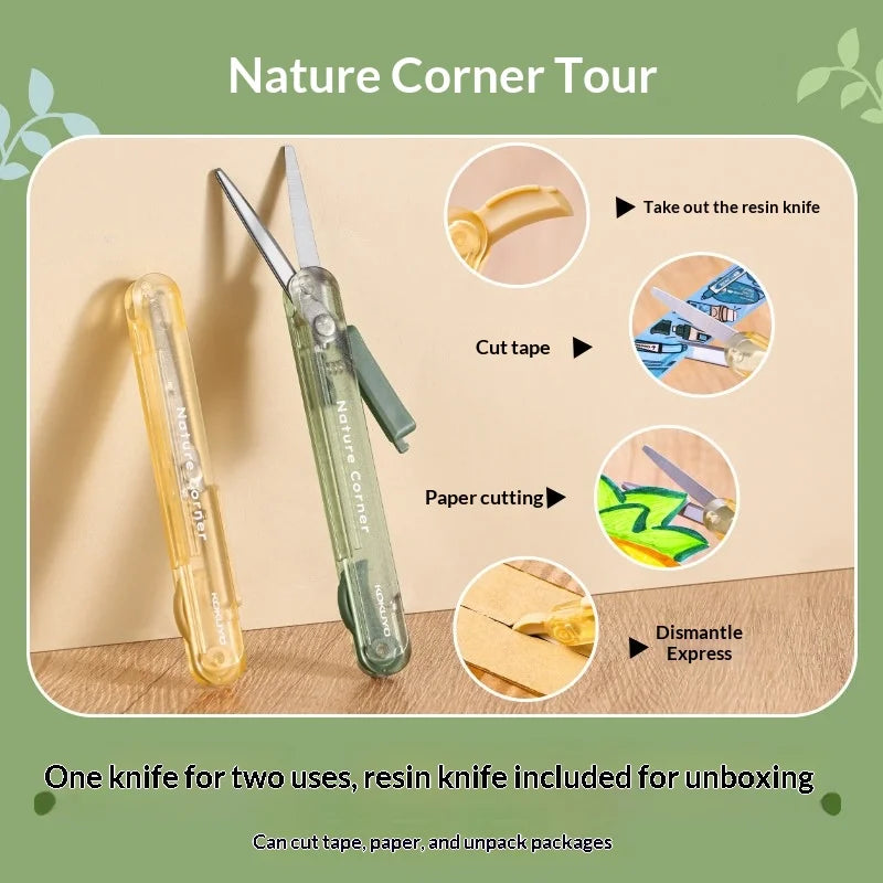 CowLost | product_id-kokuyo-nature-corner-2-in-1-transparent-scissors-and-pen-shaped-craft-knife-for-scrapbooking |3