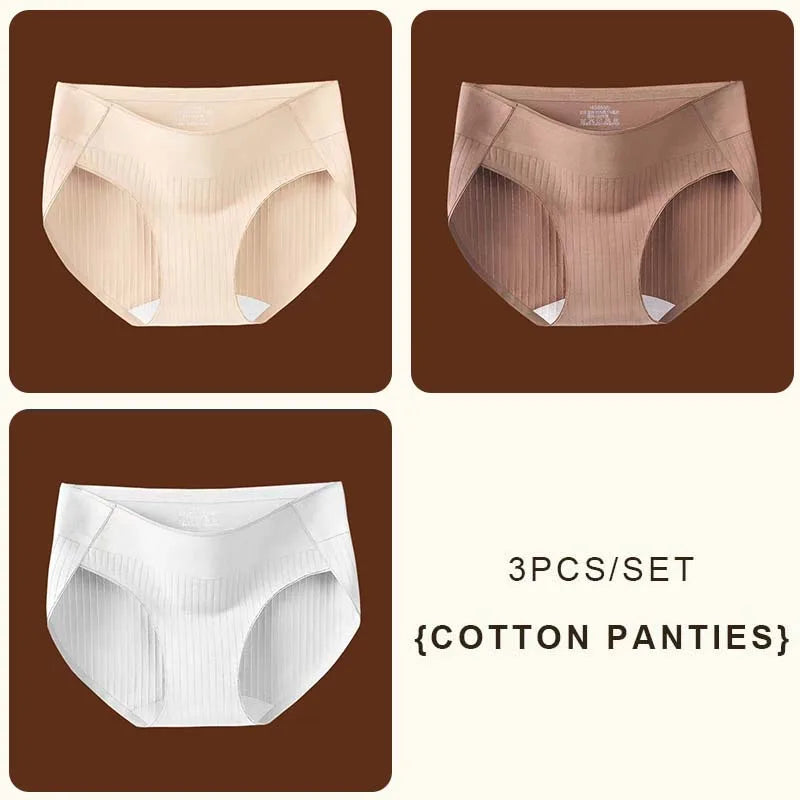 CowLost | product_id-fallsweet-3pcs-womens-plus-size-seamless-mid-rise-cotton-briefs |7