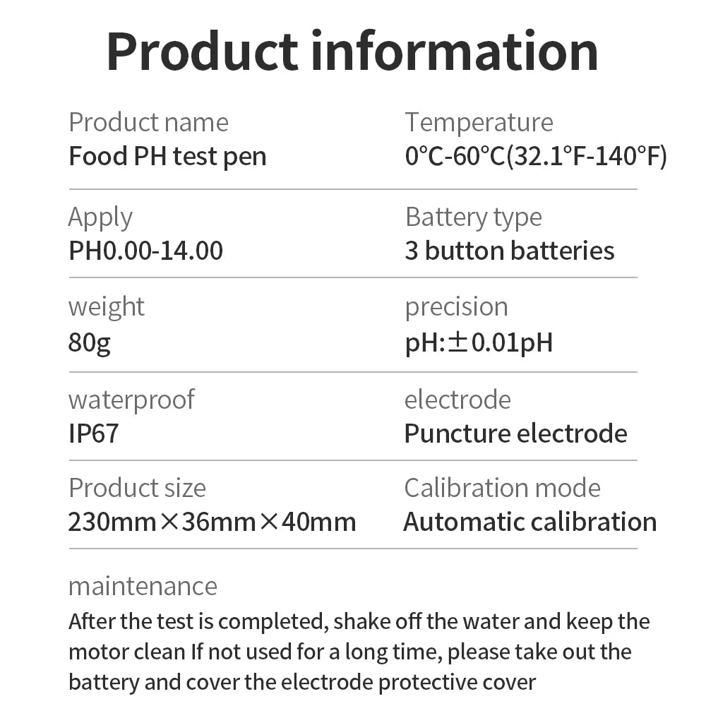 Digital PH Meter with Backlight for Food, Soil, Cosmetic, Cheese, Meat, Fruit, Dough Testing