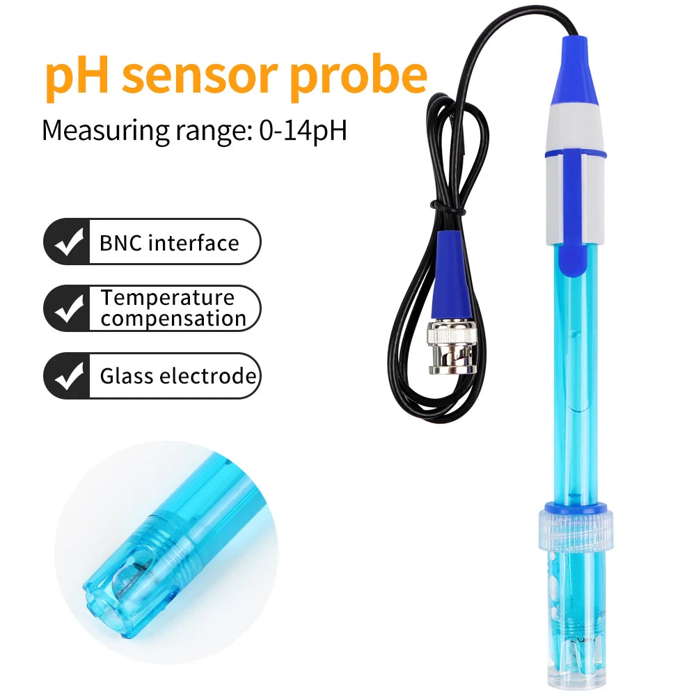 PH Electrode Probe BNC Connector ORP Replacement Sensor IP65 Glass Composite for Lab Aquarium