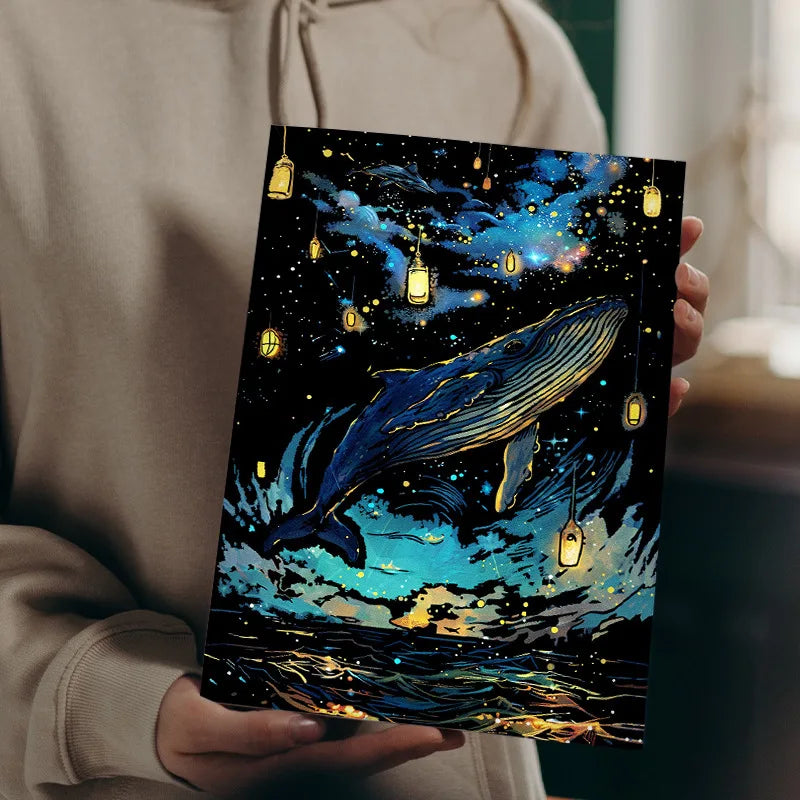 CowLost | product_id-4-pcs-a4-diy-luminous-scratch-painting-set-animal-butterfly-whale-landscape-night-view |4