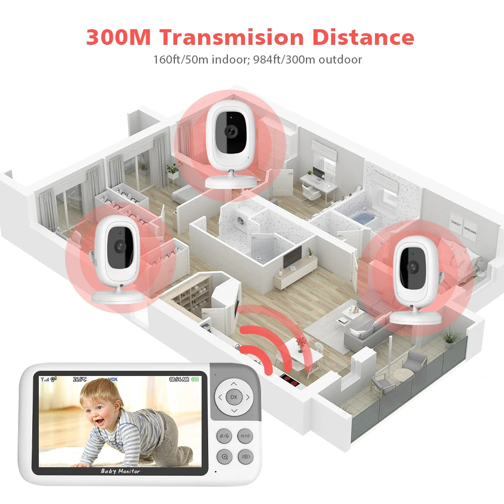 CowLost | 5-0-inch-720p-video-baby-monitor-camera-3x-digital-zoom-two-way-audio-auto-night-vision-300m-transmission-security-camera-vb618 |8