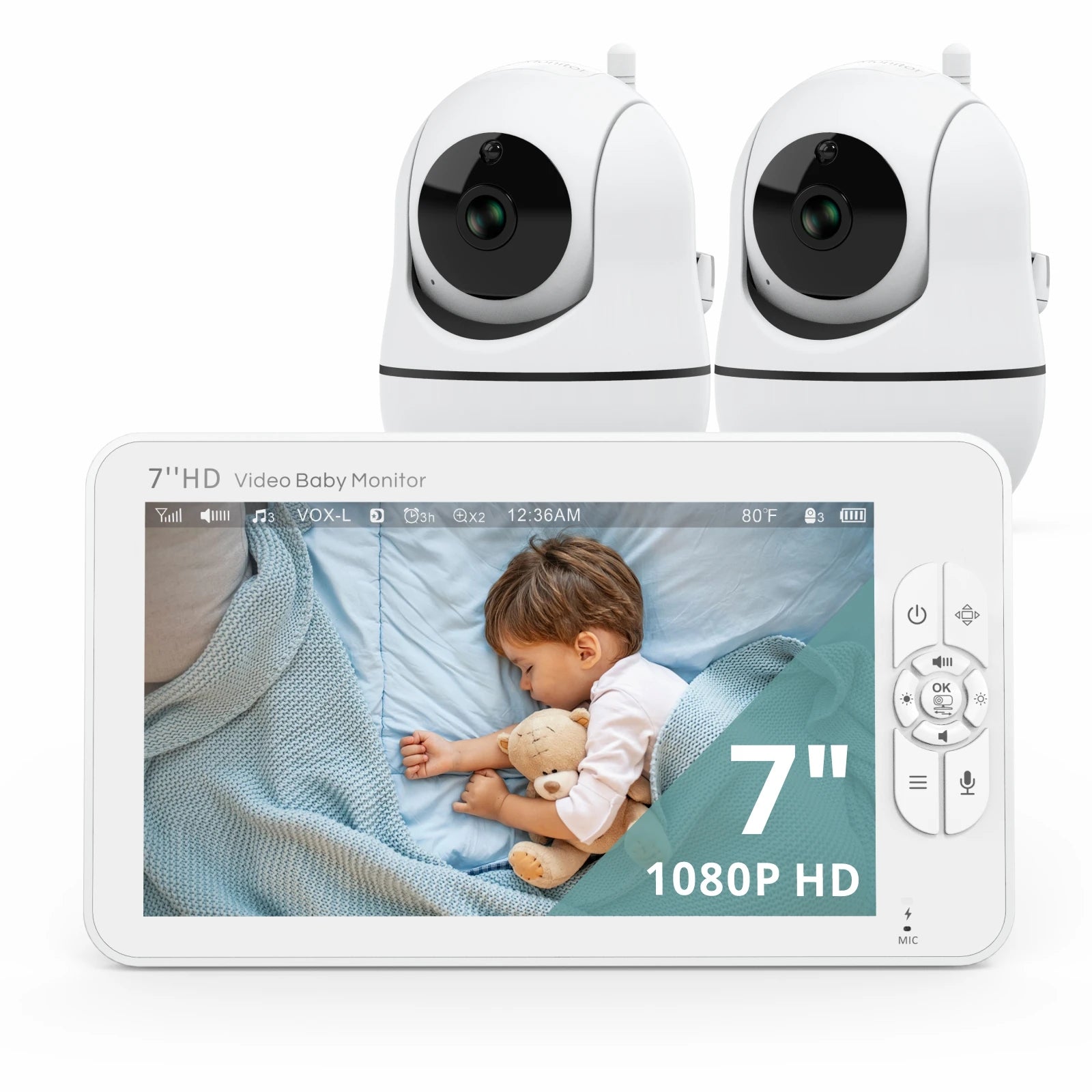 CowLost | baby-transport-accessories-babystar-7-hd-1080p-split-screen-baby-monitor-no-wifi-hack-proof-remote-zoom-pan-tilt-4000mah-battery |8