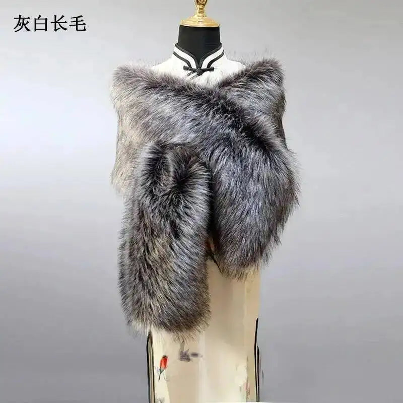 CowLost | 32-colors-165-30cm-women-luxury-warm-faux-fox-fur-shawl-winter-ladies-plush-scarf |80
