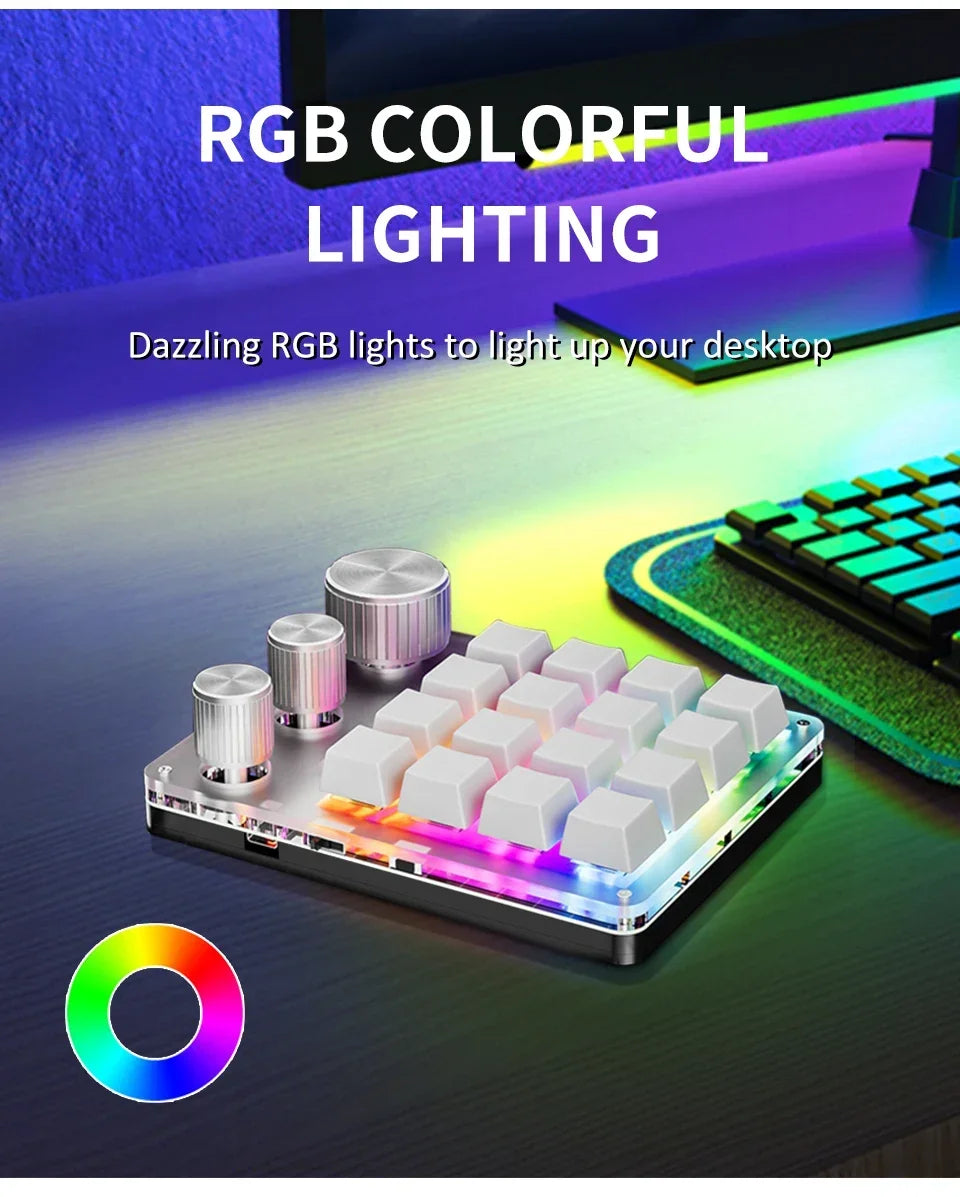CowLost | product_id-16-key-3-knob-mechanical-gaming-keyboard-mini-keypad-usb-bluetooth-wireless-hot-swap |16