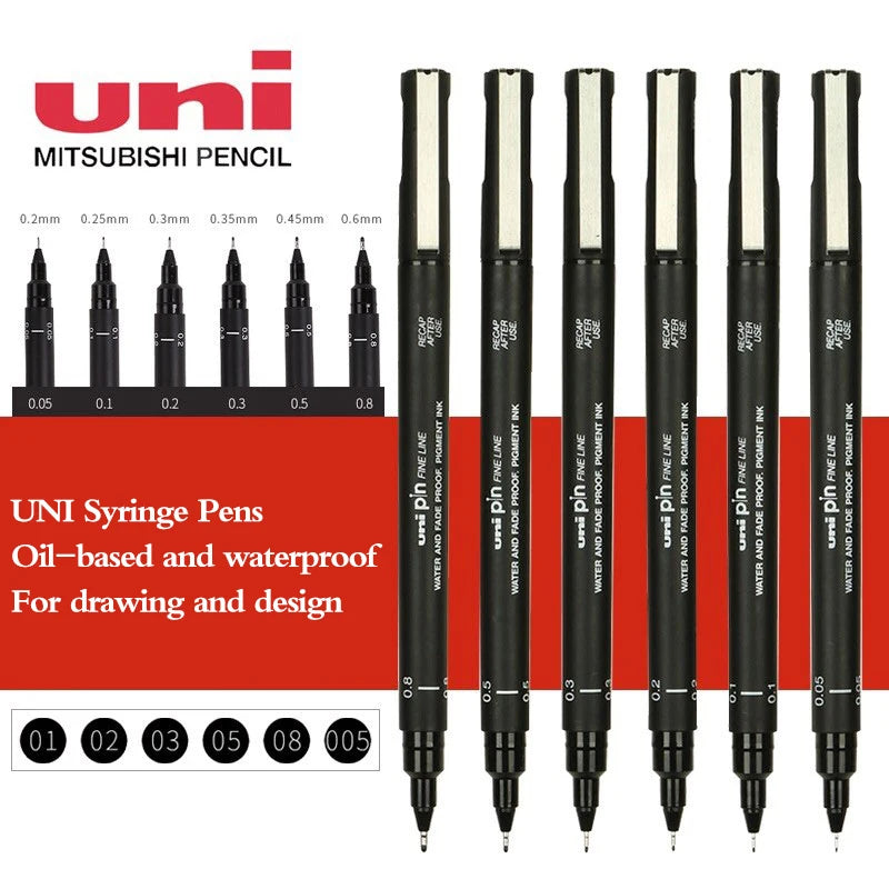 CowLost | 3-6-12pcs-japan-uni-pin-200-hook-drawing-pens-multi-specification-black-needle-pen-manga-design-drawing-stationery-art-supplies-1 |1