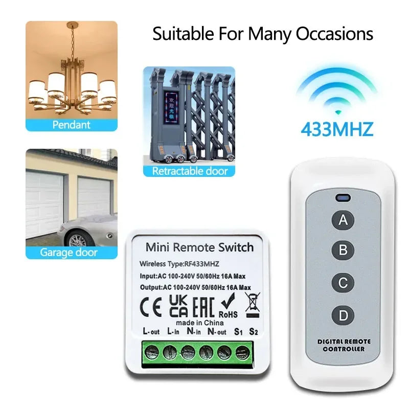 CowLost | garage-door-remotes-product_id-wireless-433mhz-16a-4-key-rf-switch-module-remote-ac-100-240v-relay-receiver |11