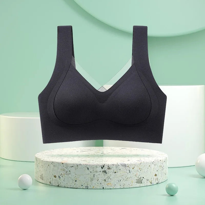 CowLost | women-seamless-push-up-bra-non-wire-bras-comfort-fitness-underwear-without-steel-ring-v-neck-bra-top-u-back-sexy-lingerie-m-xxl |8