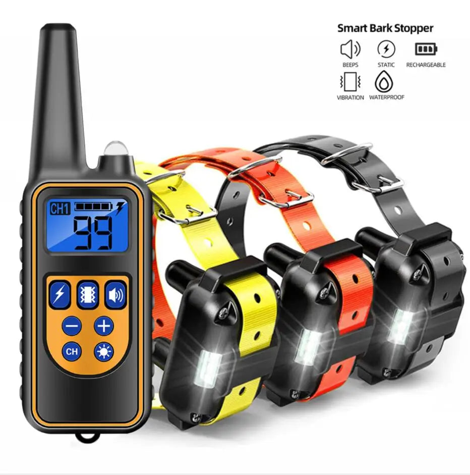 Waterproof Electric Dog Training Collar with Remote Control Rechargeable Anti-Bark Device for All Sizes