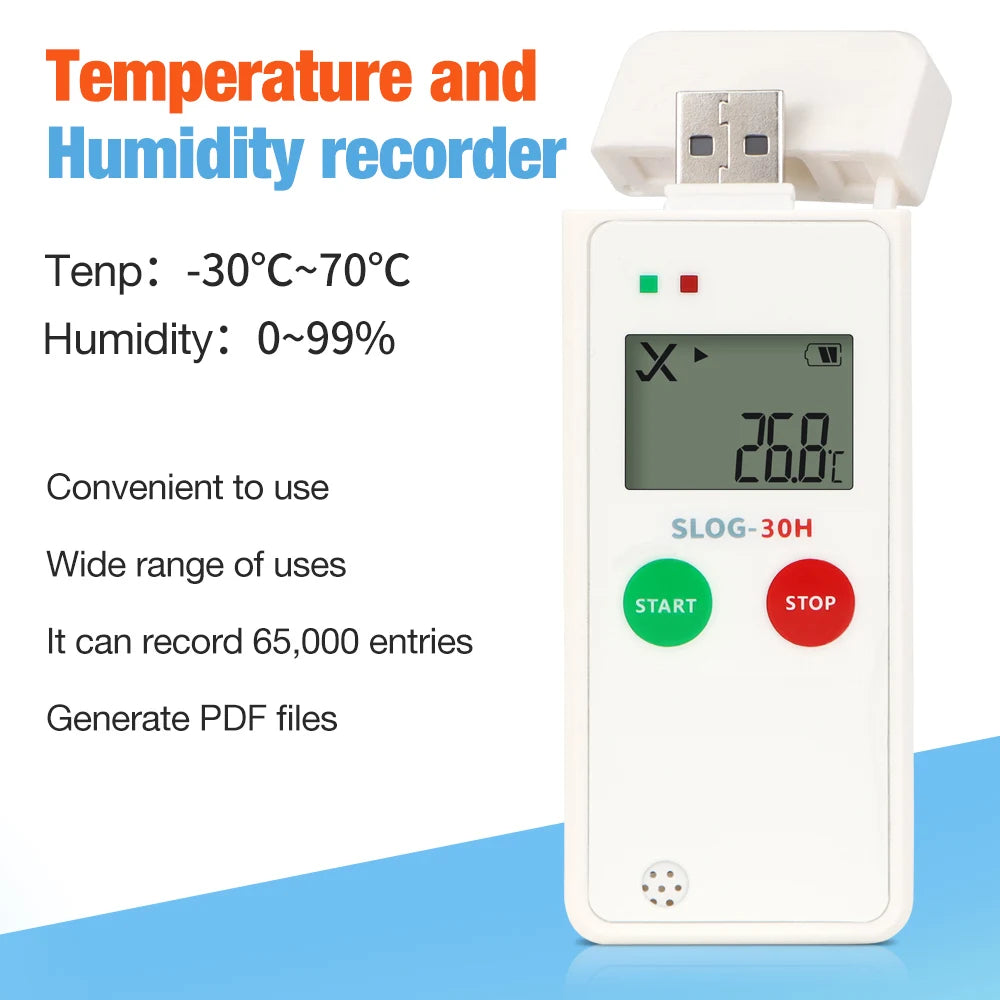 USB Temperature Data Logger 65000 Points PDF Recorder for Food, Medicine, Warehouse Transport
