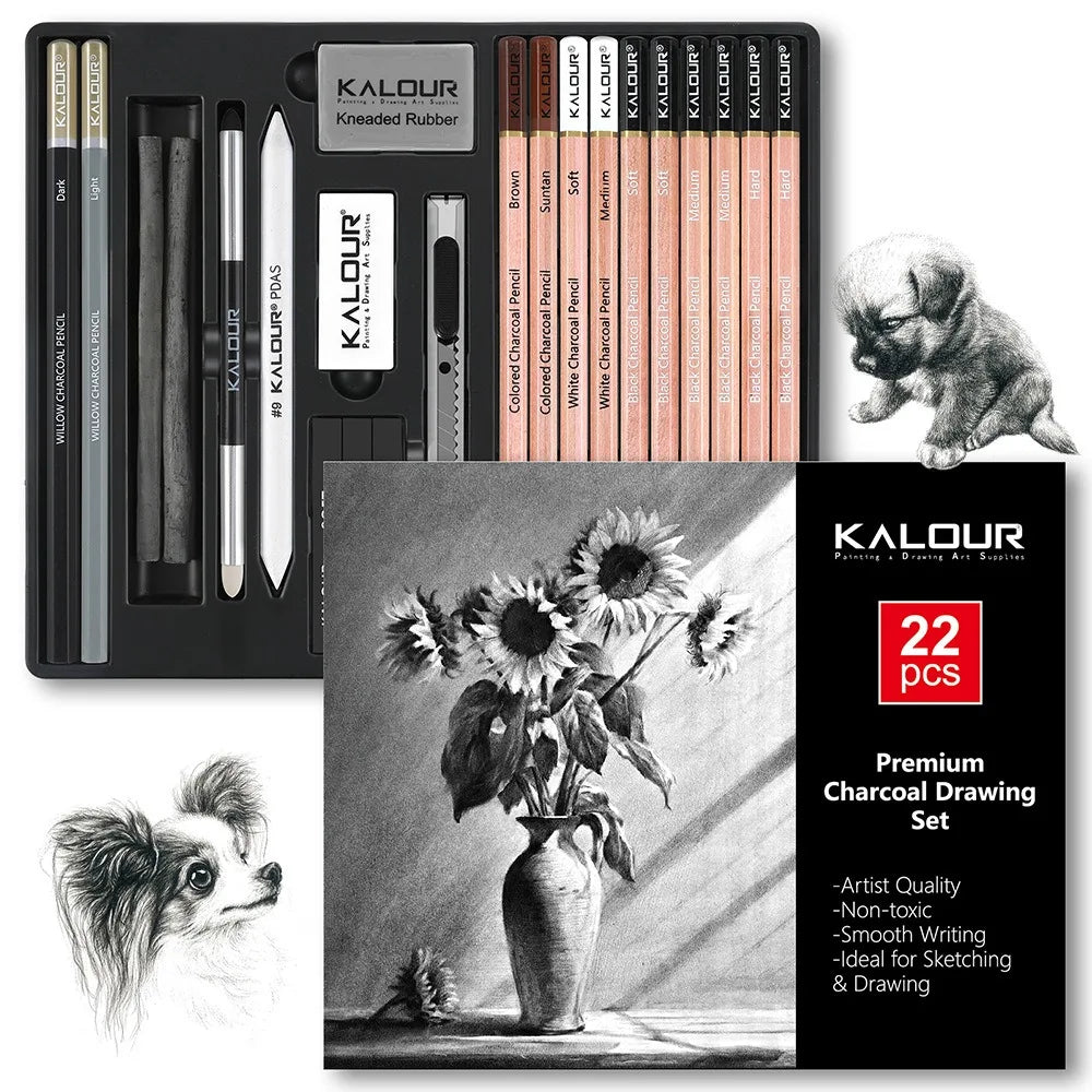 CowLost | product_id-kalour-108pcs-professional-sketching-pencil-set-with-charcoal-sticks-blending-tools-erasers |32