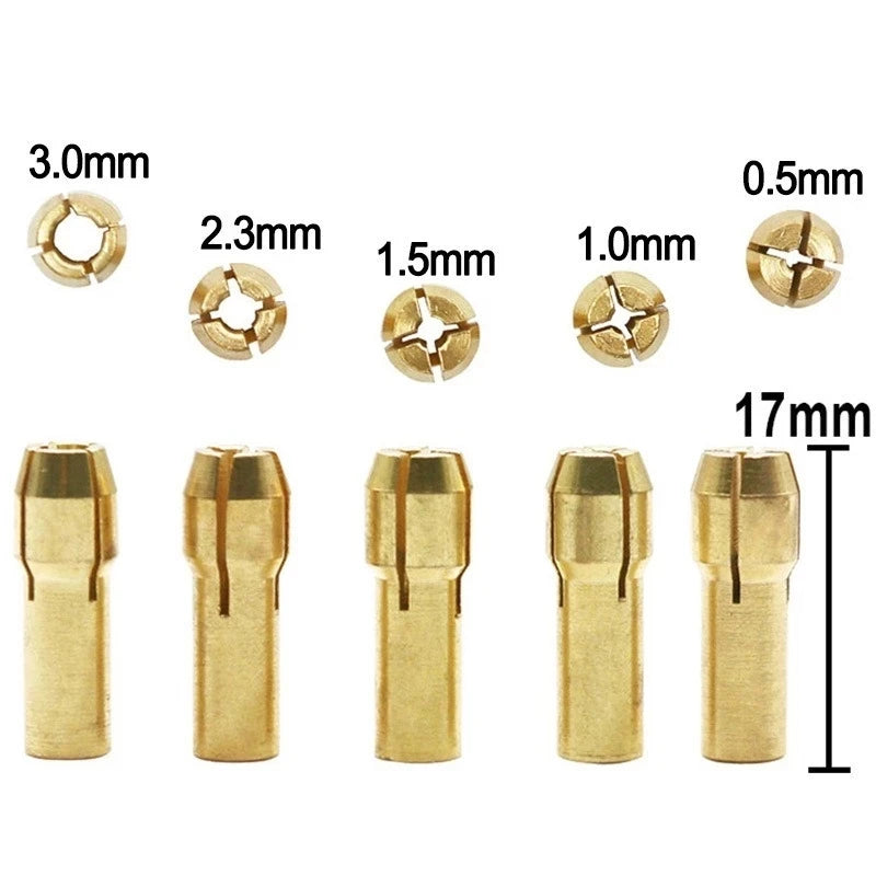 CowLost | product_id-7pcs-brass-mini-drill-chuck-set-keyless-quick-release-adapter-for-electric-motor-shaft |9