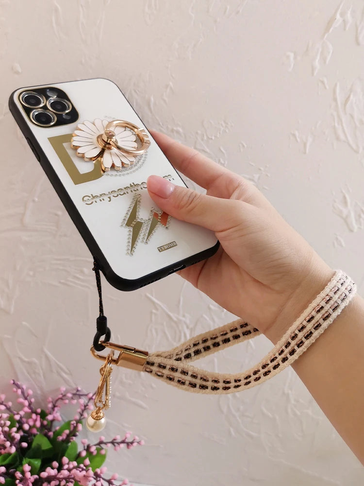 CowLost | activewear-pants-womens-short-phone-lanyard-with-woven-pearl-pendant-bracelet |4