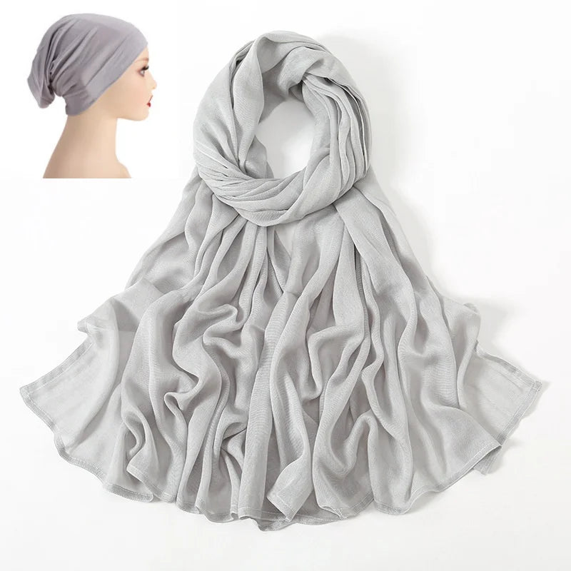 CowLost | 2pcs-set-hijab-matching-color-jersey-cap-lady-plain-viscose |1