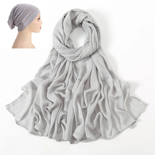 CowLost | 2pcs-set-hijab-matching-color-jersey-cap-lady-plain-viscose |1