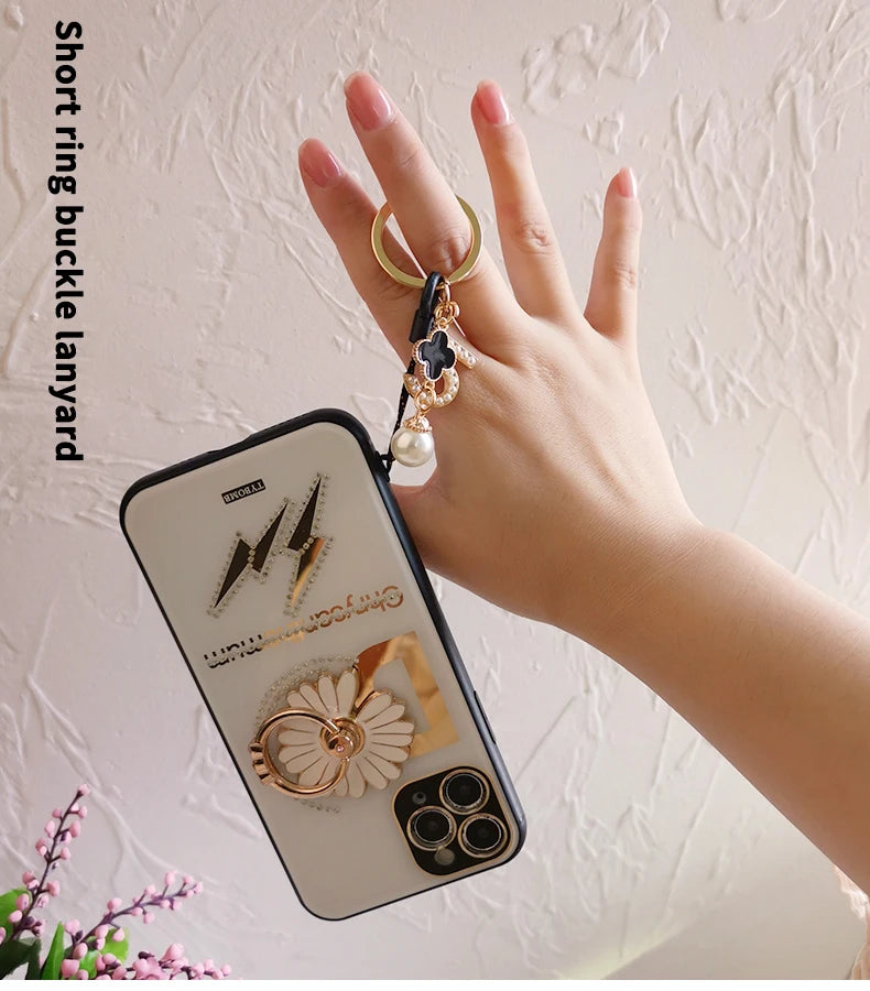 CowLost | activewear-pants-womens-short-phone-lanyard-with-woven-pearl-pendant-bracelet |12