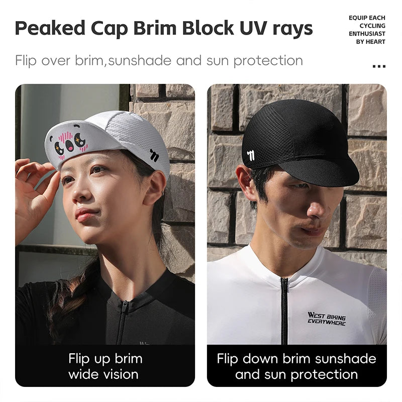 CowLost | west-biking-cycling-cap-with-brim-summer-sunscreen-quick-dry-sport-hat-bicycle-hat-balaclava-unisex-breathable-hat-bike-headwear |3