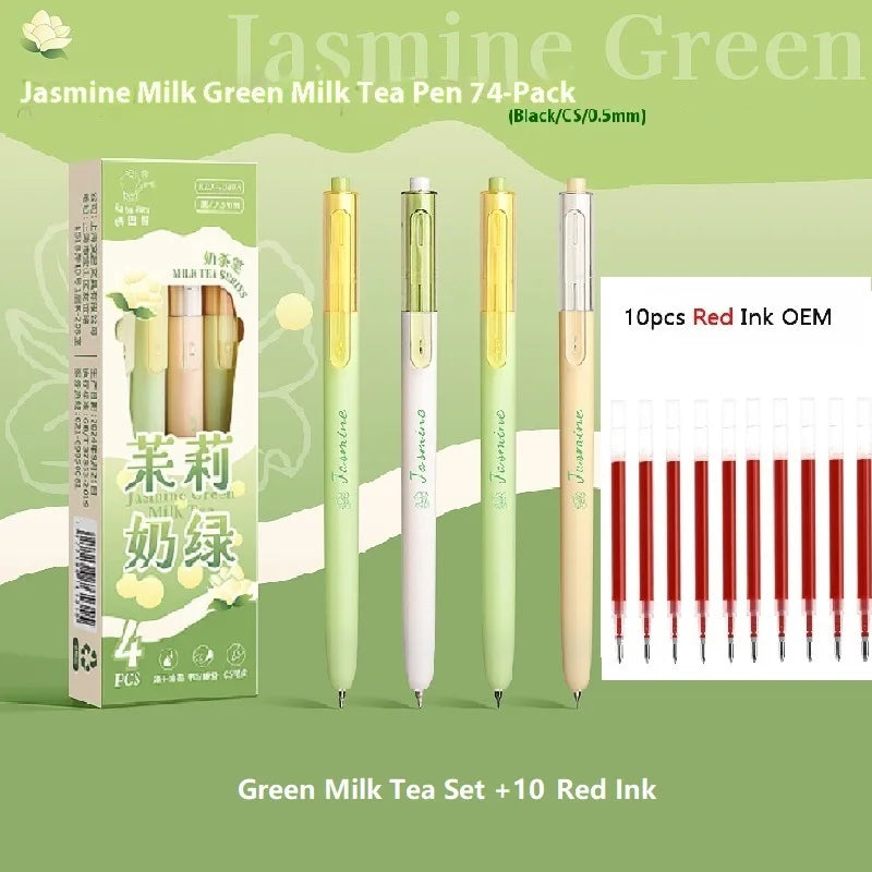CowLost | product_id-4pcs-milk-tea-gel-pens-set-assorted-retractable-0-5mm-rollerball-for-fast-dry-note-taking-exams |35