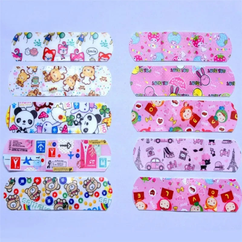 100pcs/lot Cute Cartoon Patterned Waterproof Adhesive Bandages Plaster Curved Band