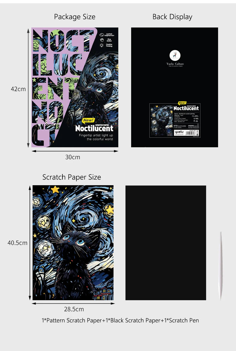 CowLost | product_id-a3-diy-noctilucent-scratch-painting-kit-castle-starry-cat-dolphin-landscape-night-scenes |11