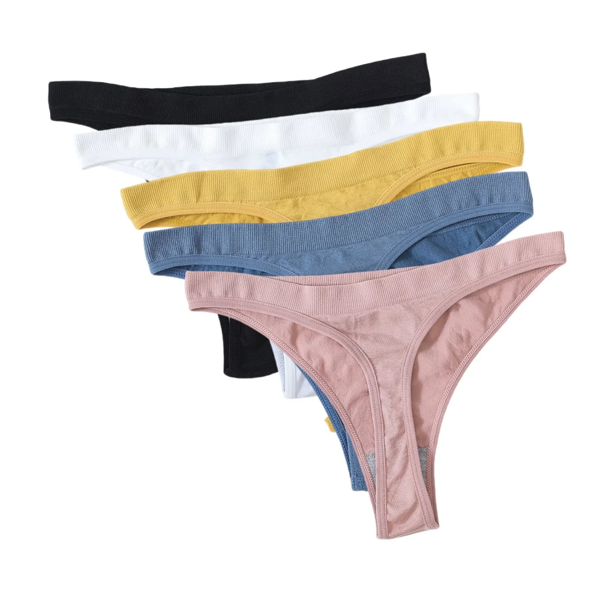 CowLost | product_id-5pcs-brazilian-high-waist-sports-thong-g-string-panties-women-m-xl-solid-t-back-underwear-set |35