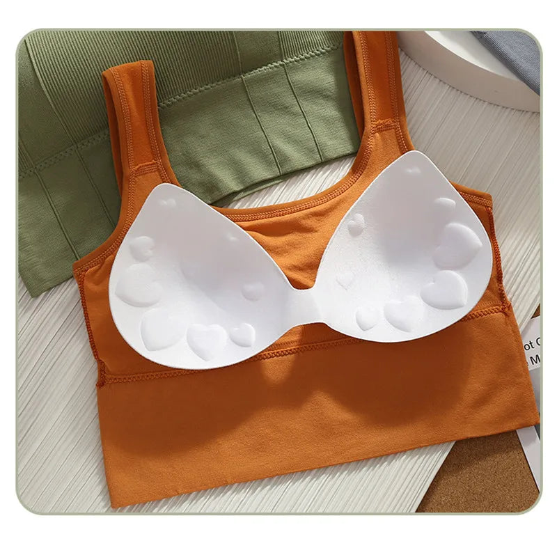 CowLost | women-crop-top-padded-tank-top-sports-bra-seamless-underwear-summer-fitness-casual-streetwear-camisole-removable-pads |4