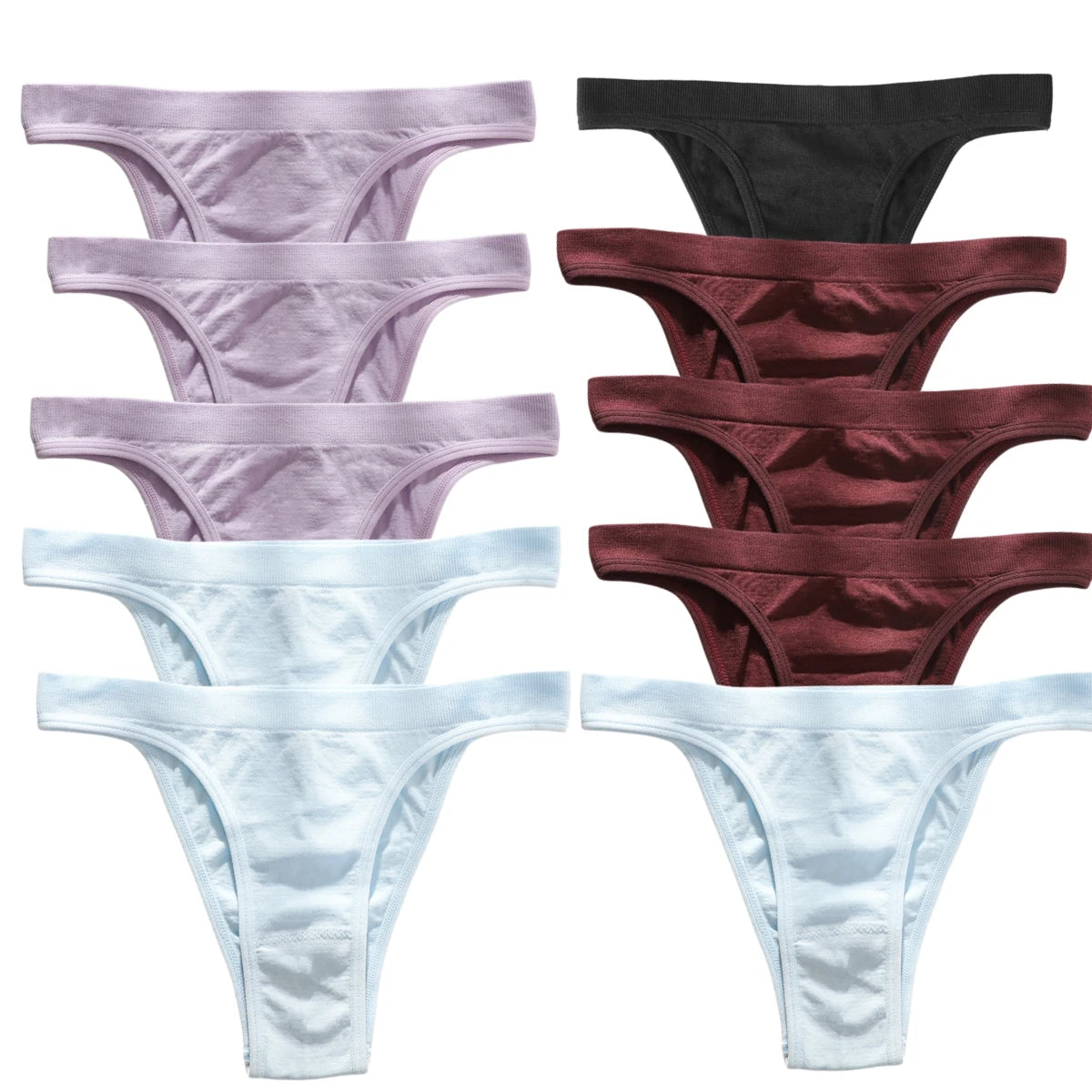 CowLost | product_id-10pcs-womens-seamless-ribbed-high-leg-sports-thong-underwear-set |28