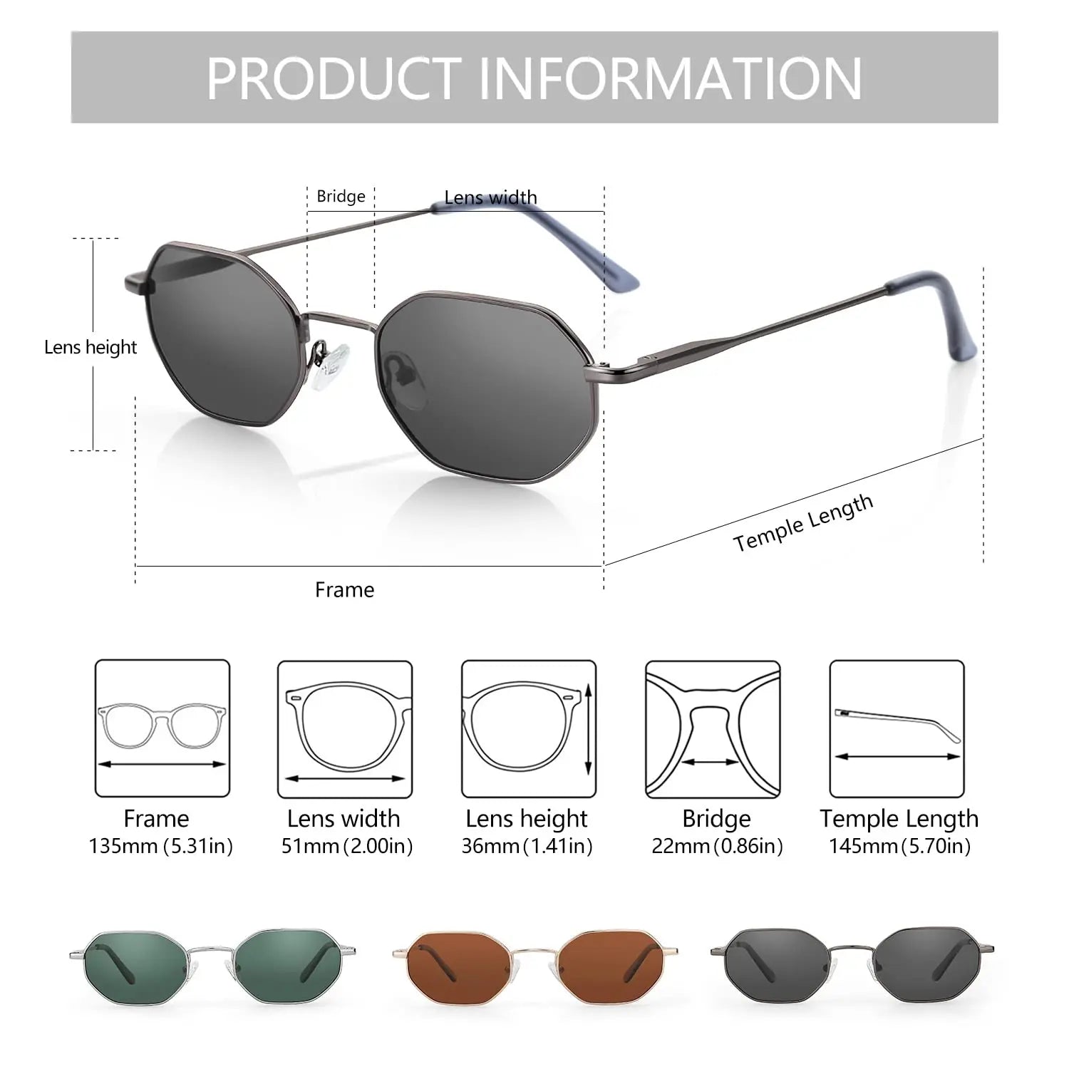 CowLost | zenottic-retro-small-polygon-polarized-sunglasses-women-metal-uv400 |6