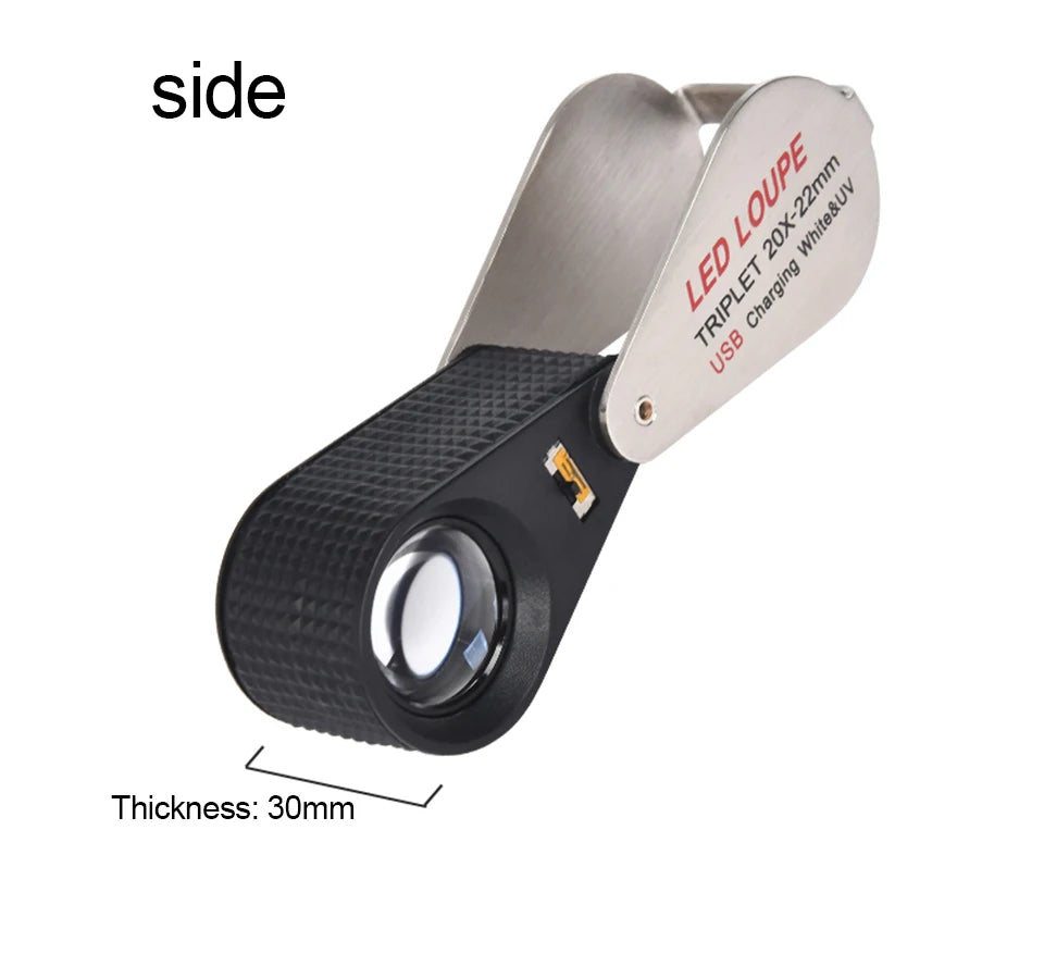 CowLost | 10x-20x-30x-40x-magnifier-loupe-with-dual-light-white-uv-led-illuminated-magnifier-jewelry-diamond-gemstone-eye-glass-for-repair |14