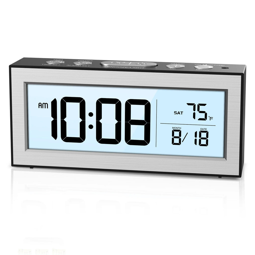 ORIA Digital LCD Alarm Clock Battery Powered with Date for Home Office Travel