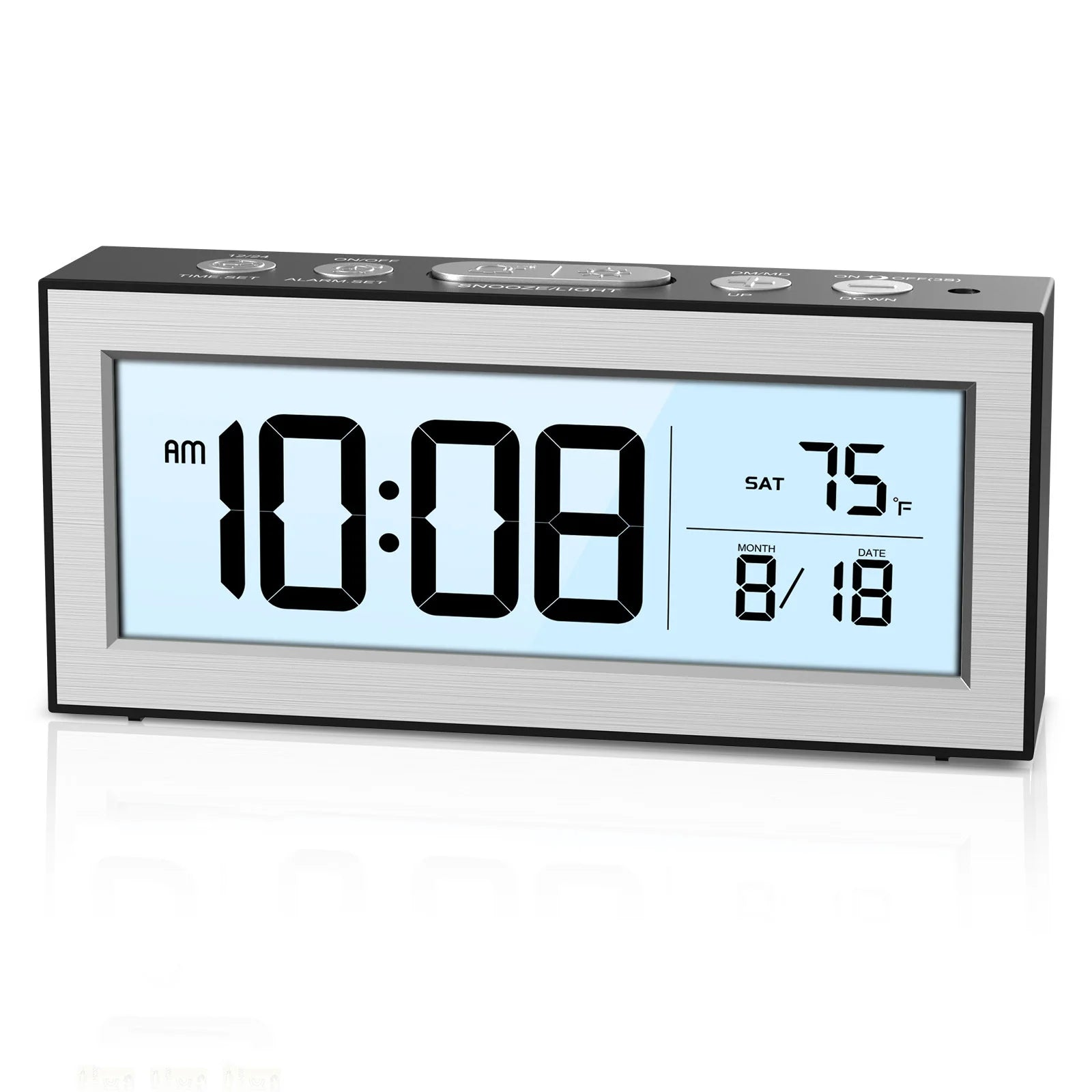 ORIA Digital LCD Alarm Clock Battery Powered with Date for Home Office Travel