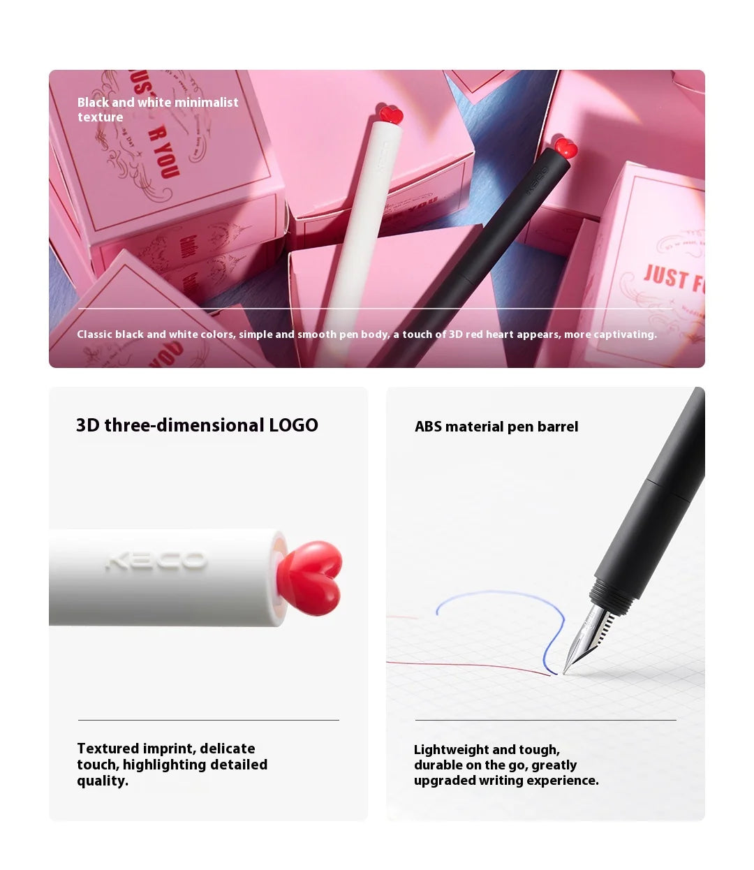 CowLost | product_id-kaco-first-love-fountain-pen-rotating-cap-ef-fine-nib-pocket-size-black-white-smooth-writing-calligraphy-gift |18