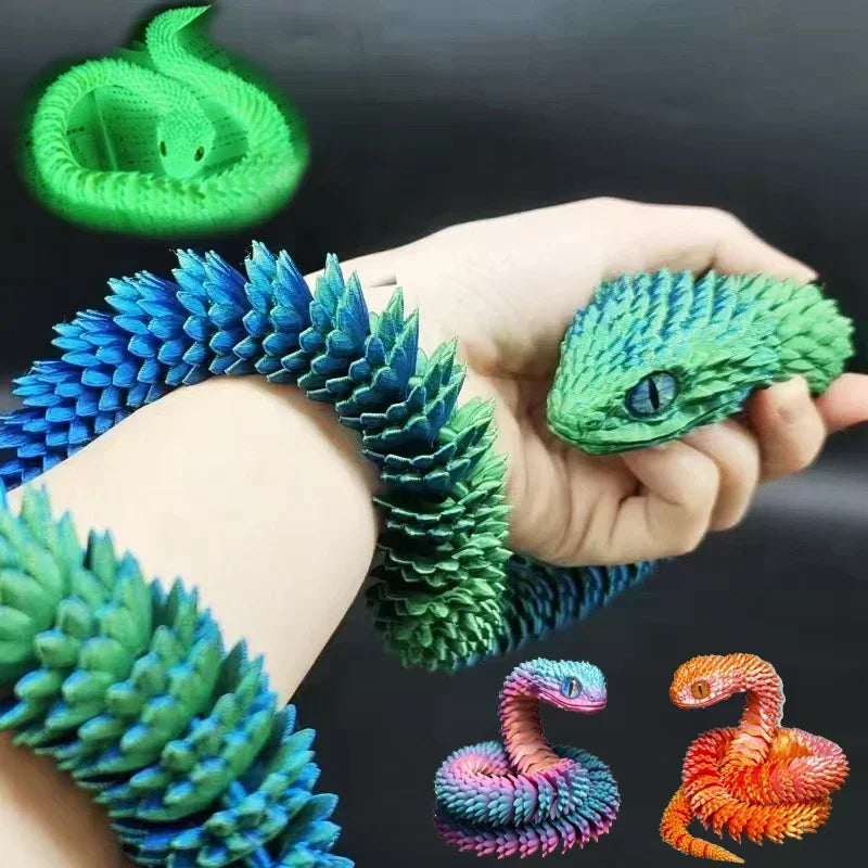 30cm 3D Printed Movable Joint Snake Model Toy for Office Decoration and Kids Gift