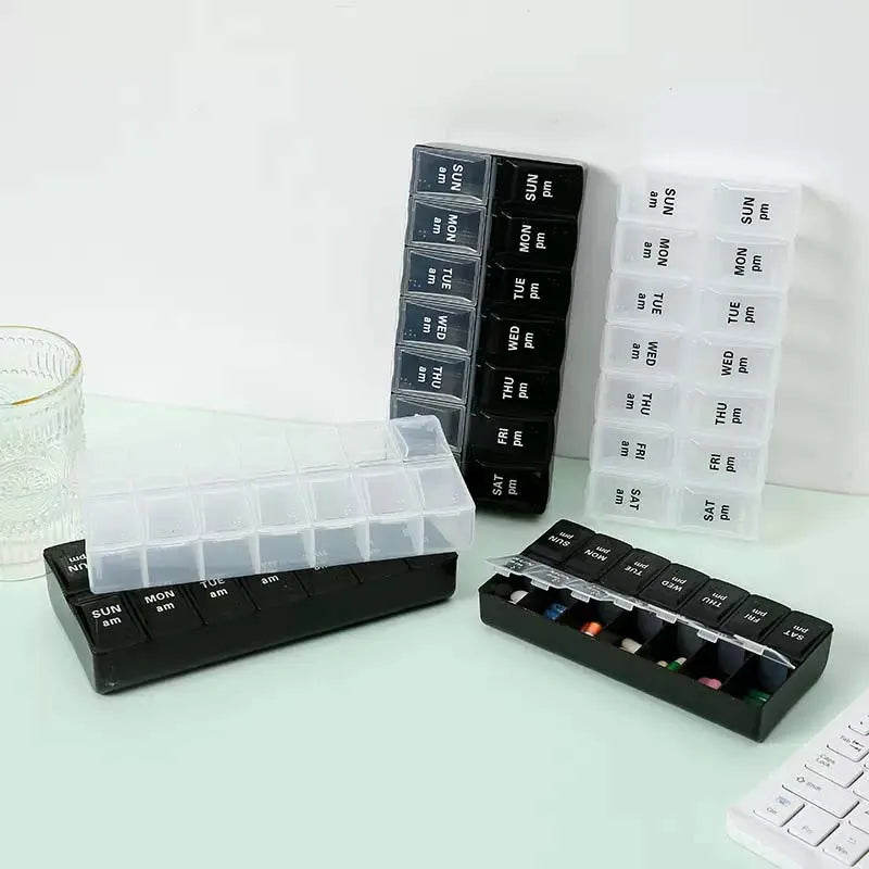 CowLost | product_id-7-day-portable-pill-organizer-with-14-compartments-medicine-storage-box |2